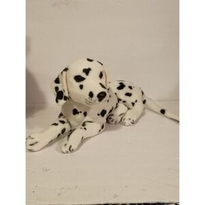 Realistic Dalmatian Puppy Dog Plush Stuffed Animal Lying Spotted 20 Inch White